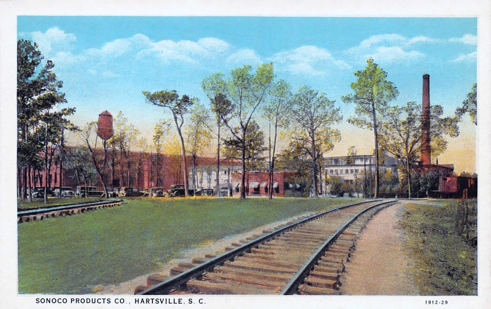 A 1929 postcard view of the Sonoco Products Company plant in Hartsville, South Carolina
