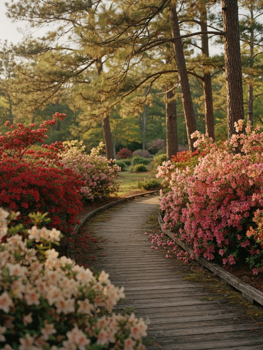 A blooming Southern botanical garden in spring